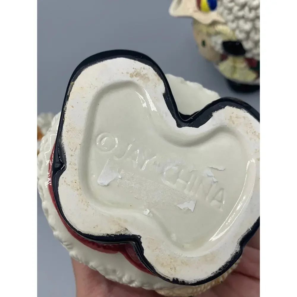 ✨ Vintage Jay Imports Jolly Santa Christmas Sugar Bowl & Creamer Set ✨